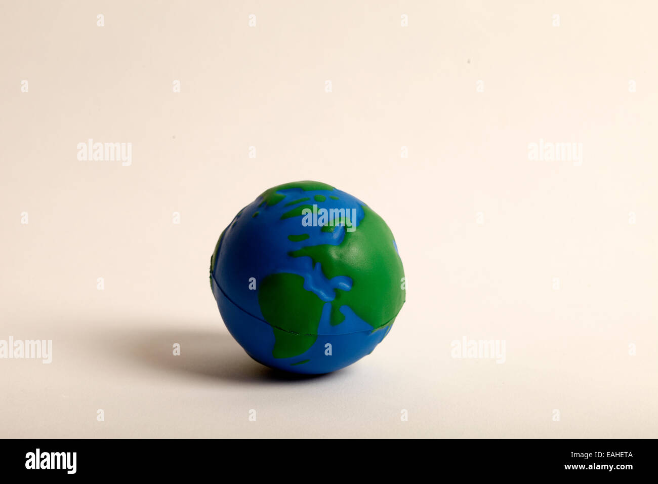 rubber ball depicting a globe or world Stock Photo