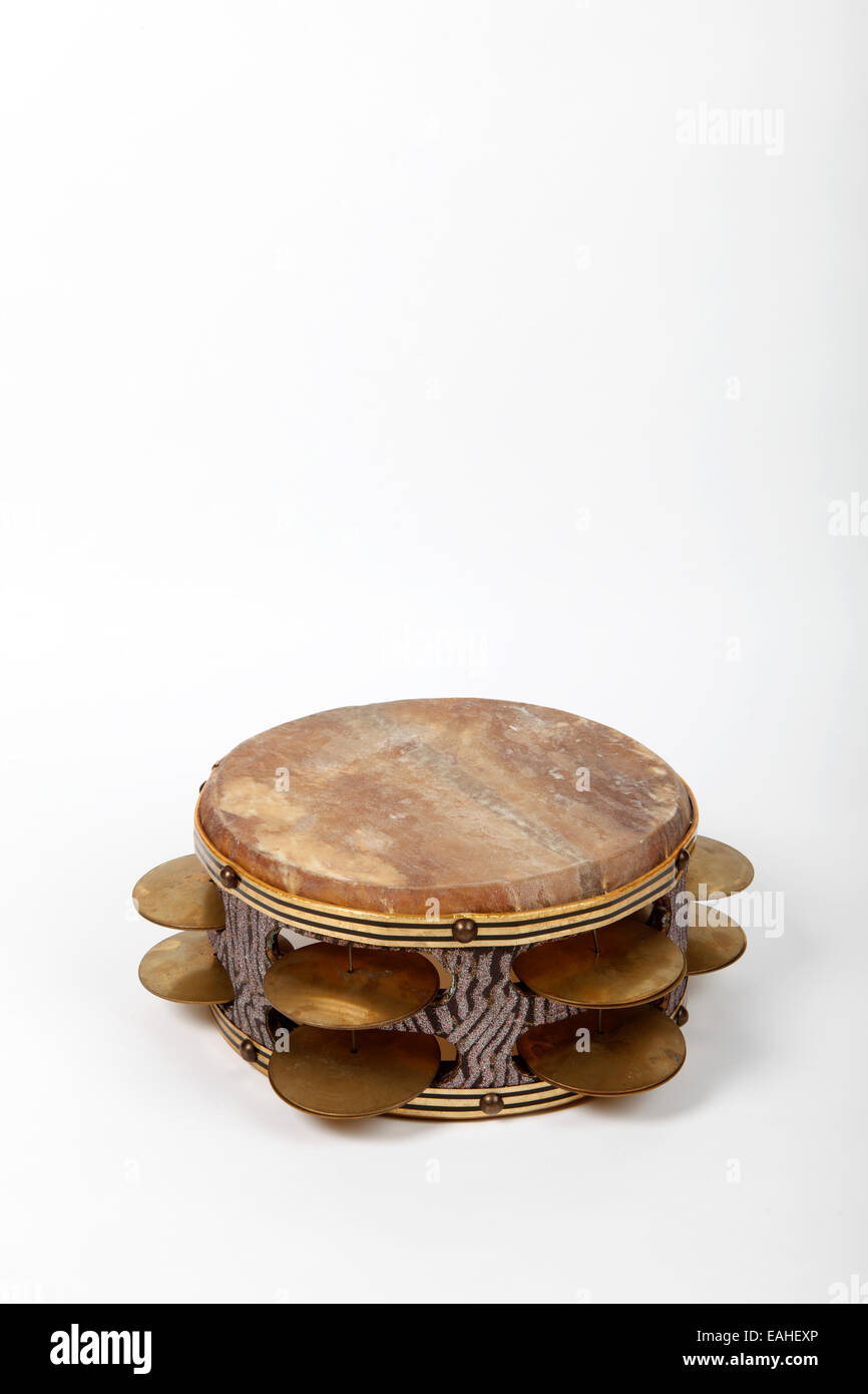 Large heavy Riq tambourine from Egypt, played balnaced on the leg Stock  Photo - Alamy
