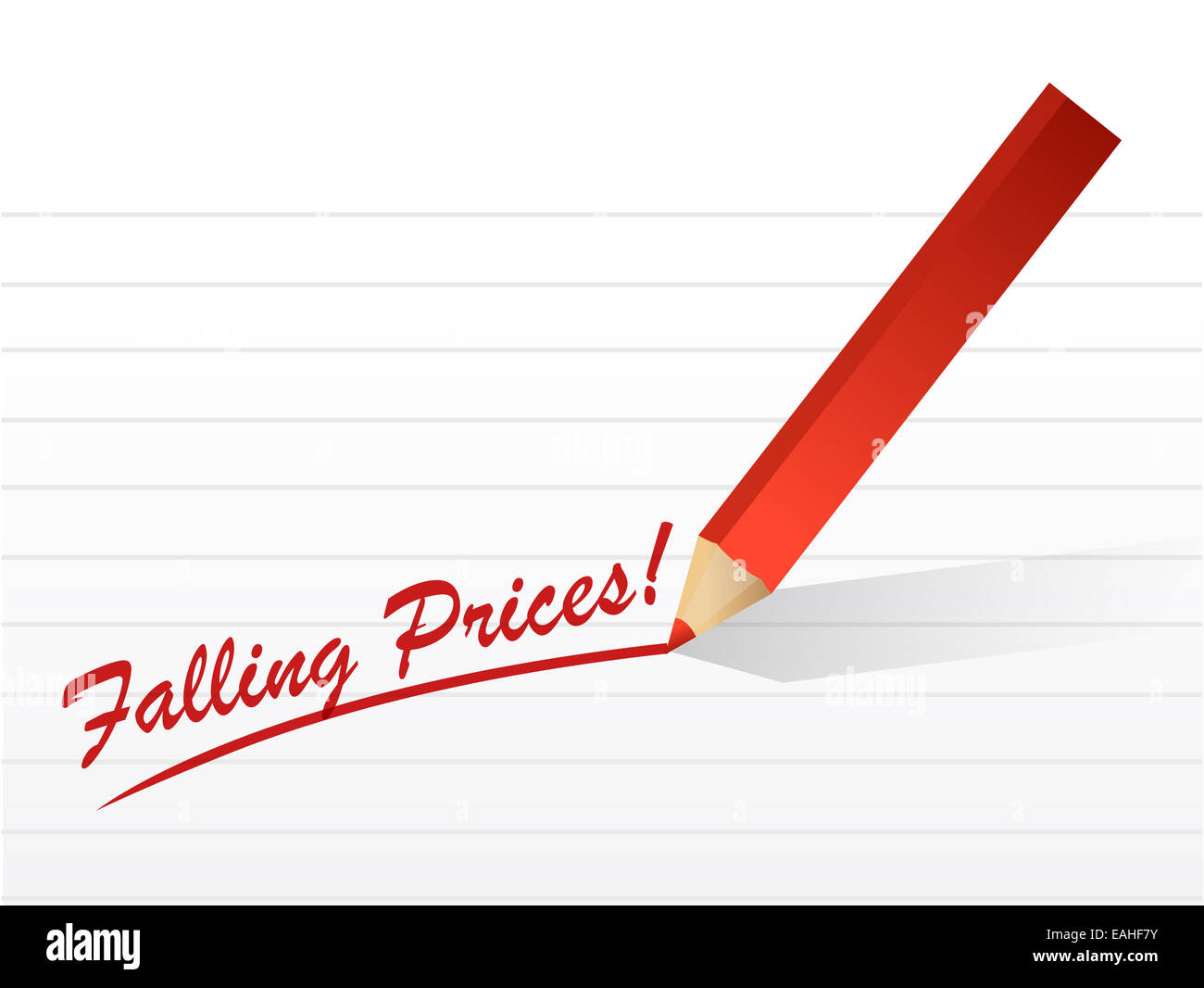 Falling prices written on a white piece of paper Stock Photo Alamy