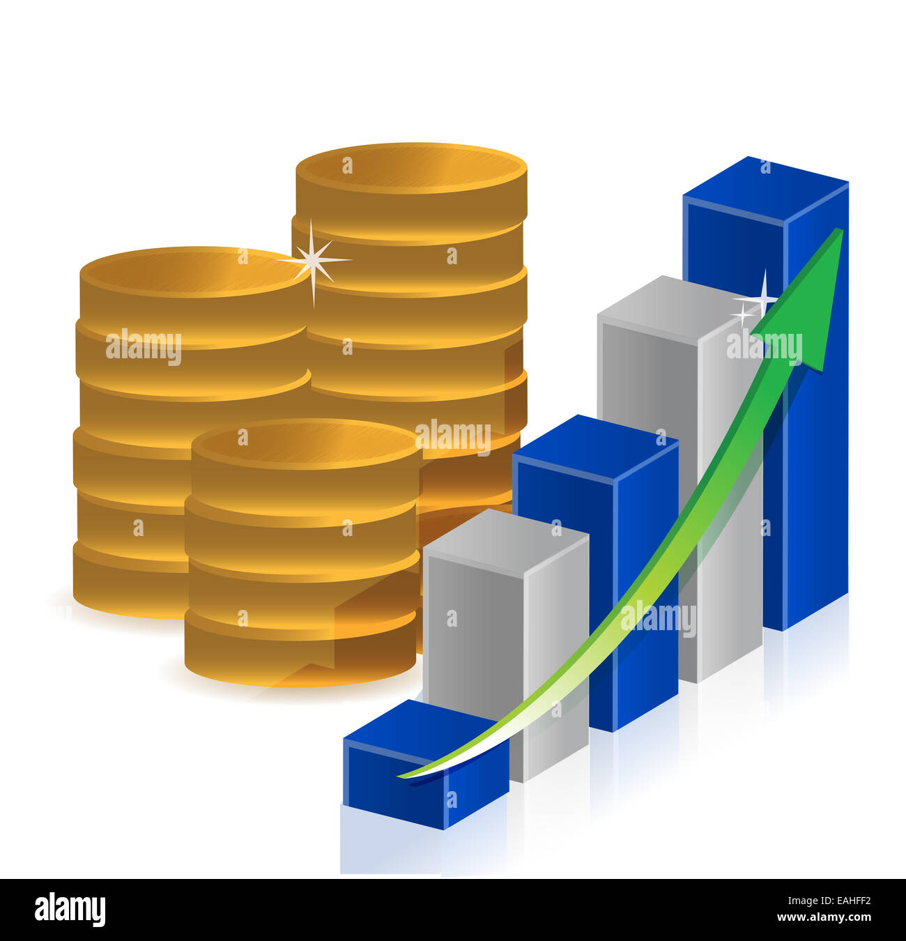 Coins business graph Stock Photo - Alamy