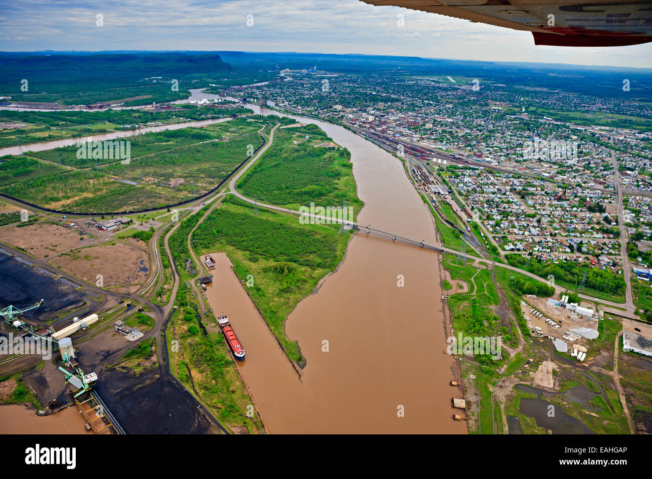 Aerial view of the City of Thunder Bay on the shores of Lake Superior