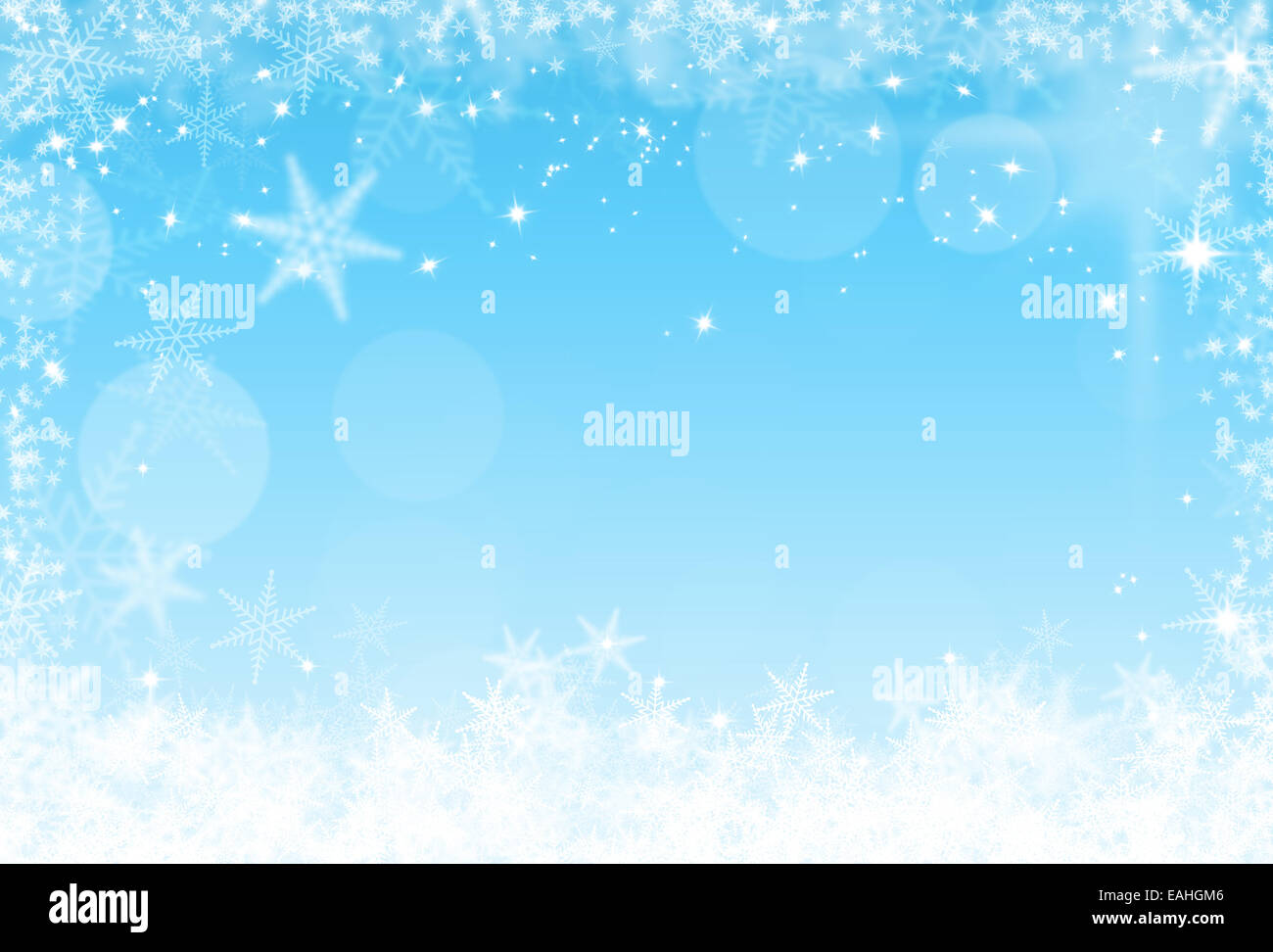 Christmas blue background with snowflakes frame and Christmas tree ...