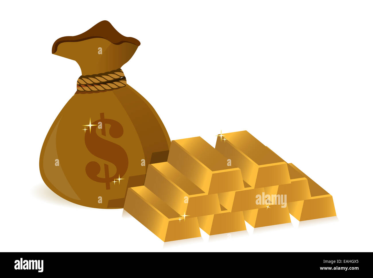 Money bags and gold bars Stock Photo - Alamy