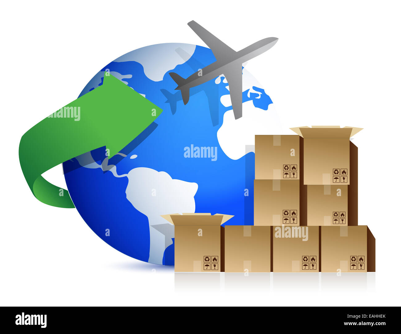 Shipping boxes and plane Stock Photo Alamy