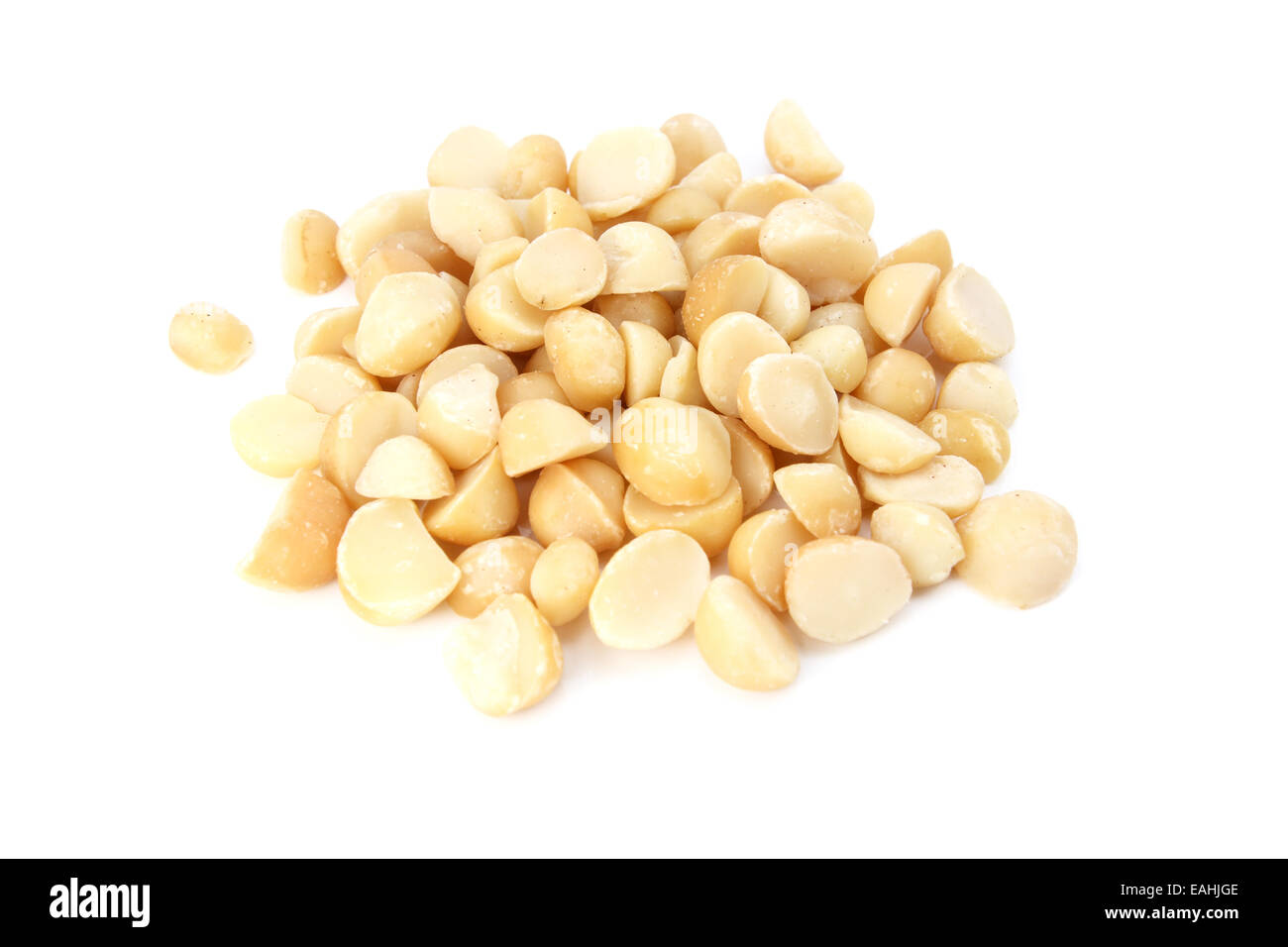 Macadamia nuts, isolated on a white background Stock Photo