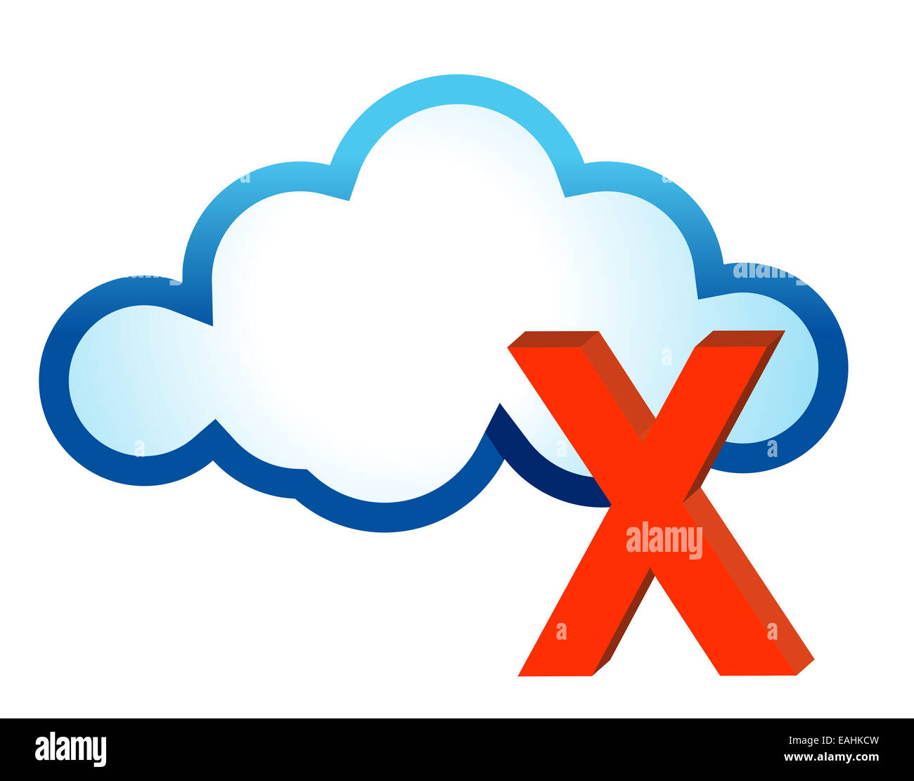 Cloud and red cross mark Stock Photo