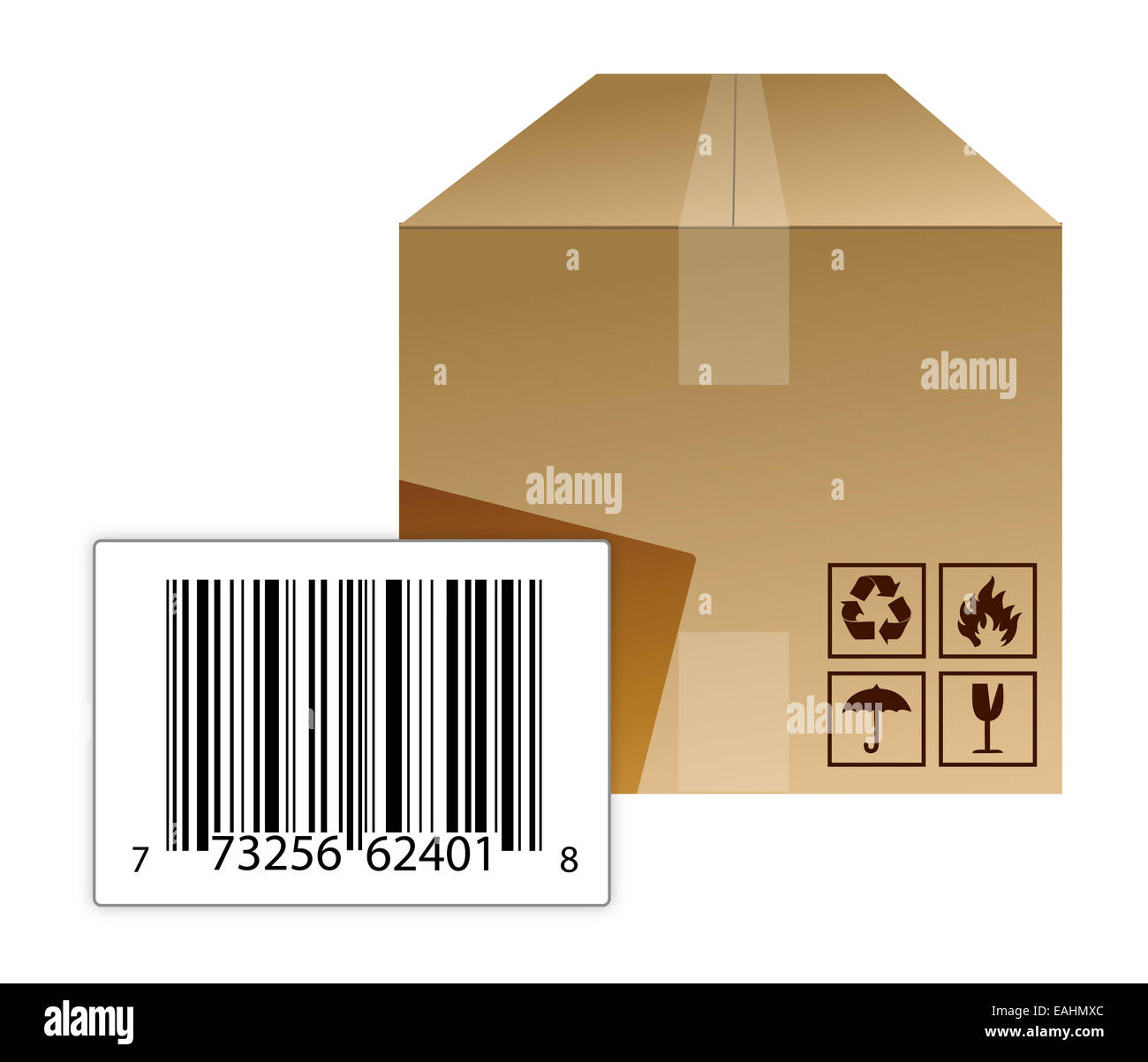Box with a barcode Stock Photo - Alamy