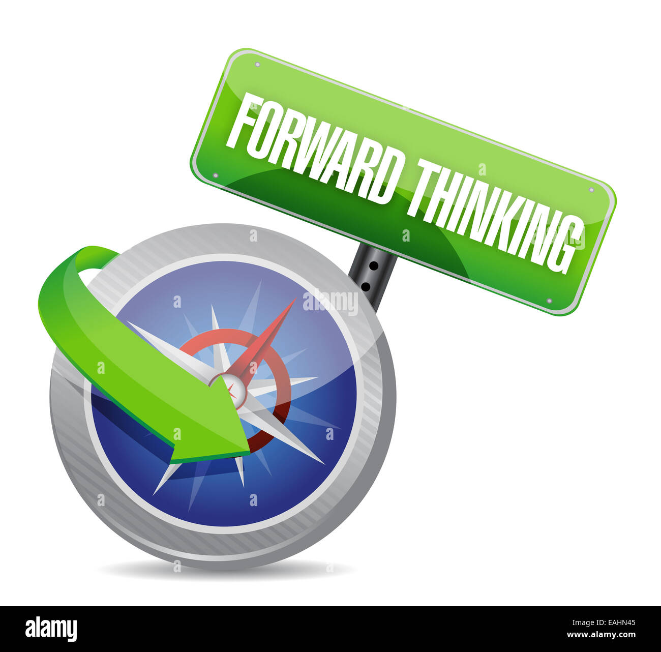 Forward thinking compass guide illustration Stock Photo - Alamy
