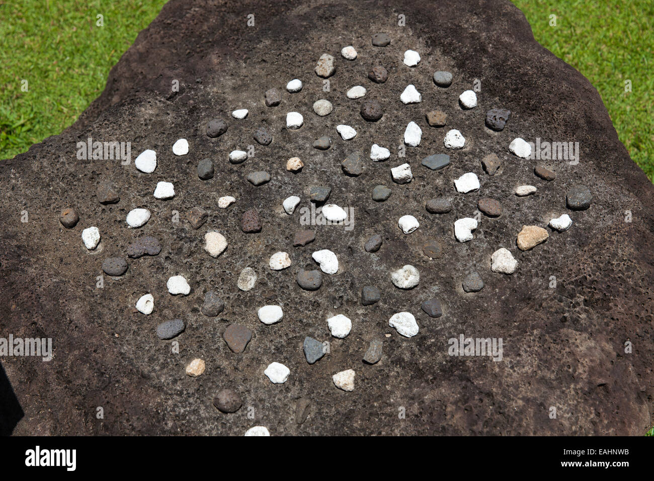 Konane, Mu, Hawaiian checkers game with stone pieces, Kauai, Hawaii USA