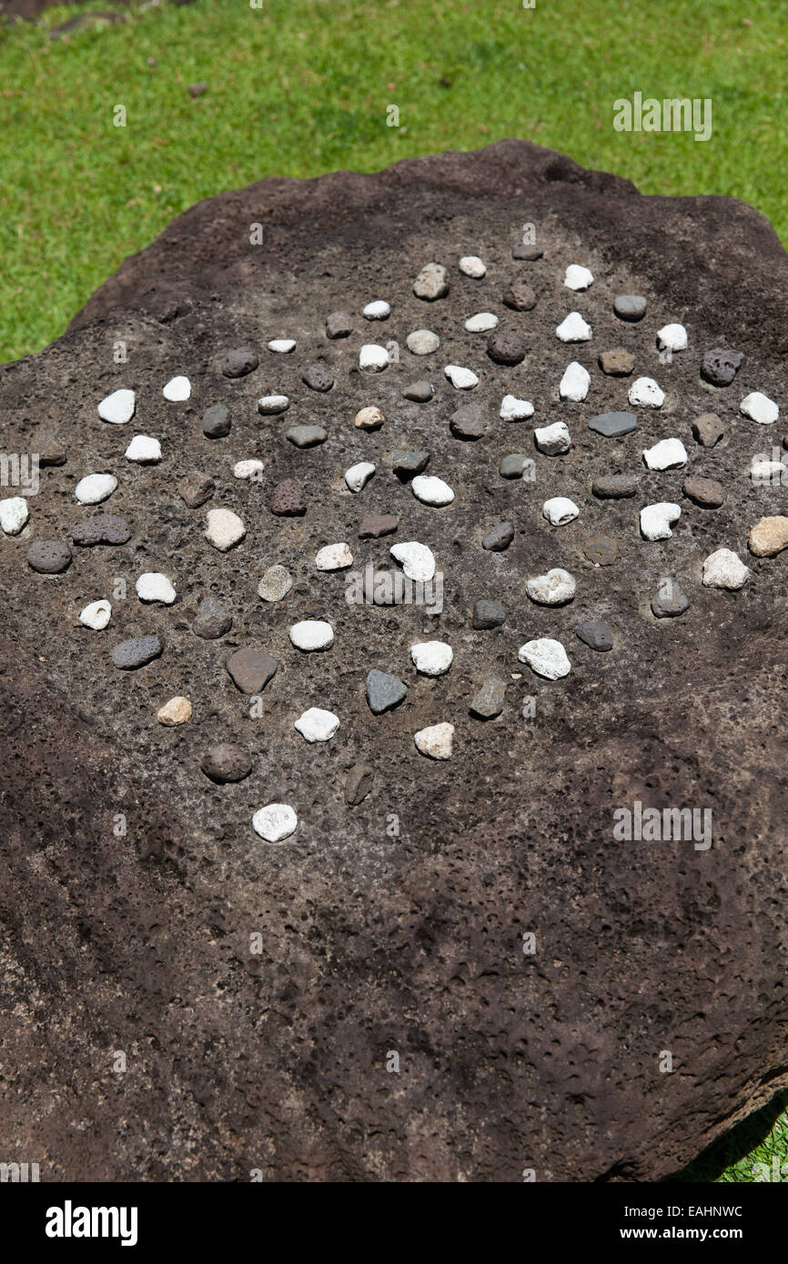 Konane, Mu, Hawaiian checkers game with stone pieces, Kauai, Hawaii USA