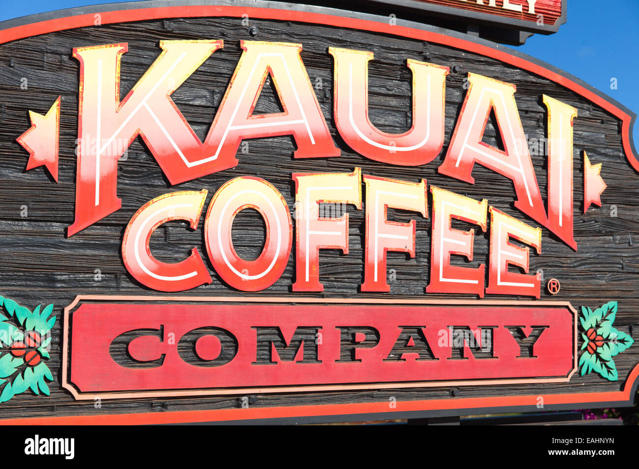 Sign for Kauai Coffee Company Stock Photo Alamy