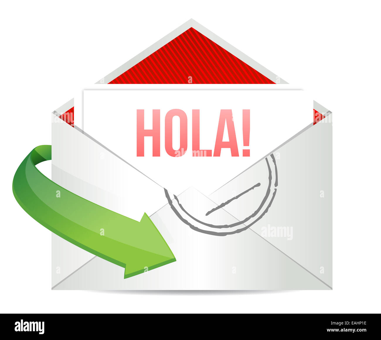 Hello message on an envelope written in Spanish Stock Photo Alamy