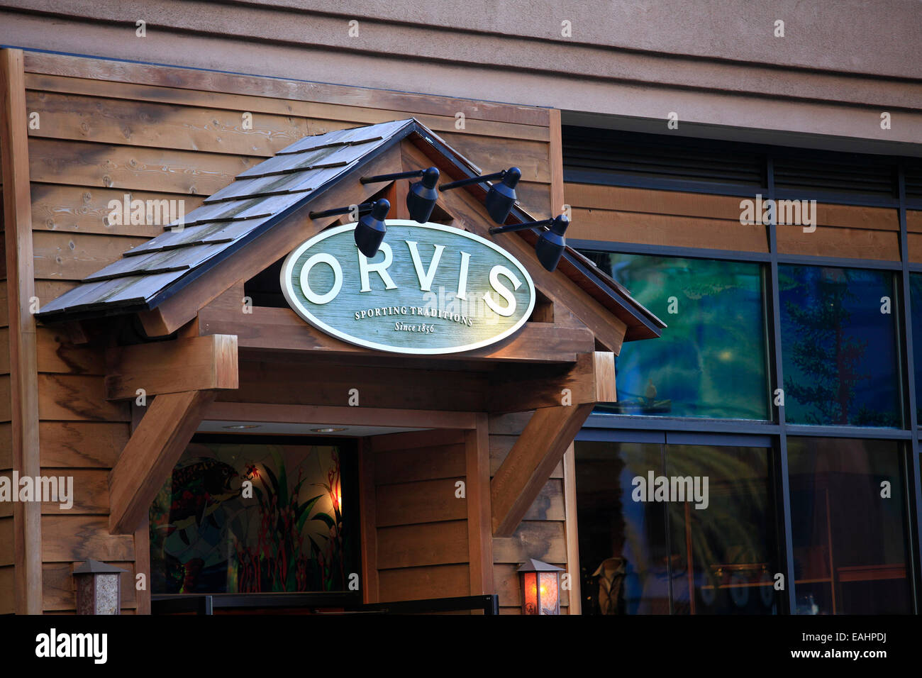 Orvis sign at Santana Row in San Jose Stock Photo