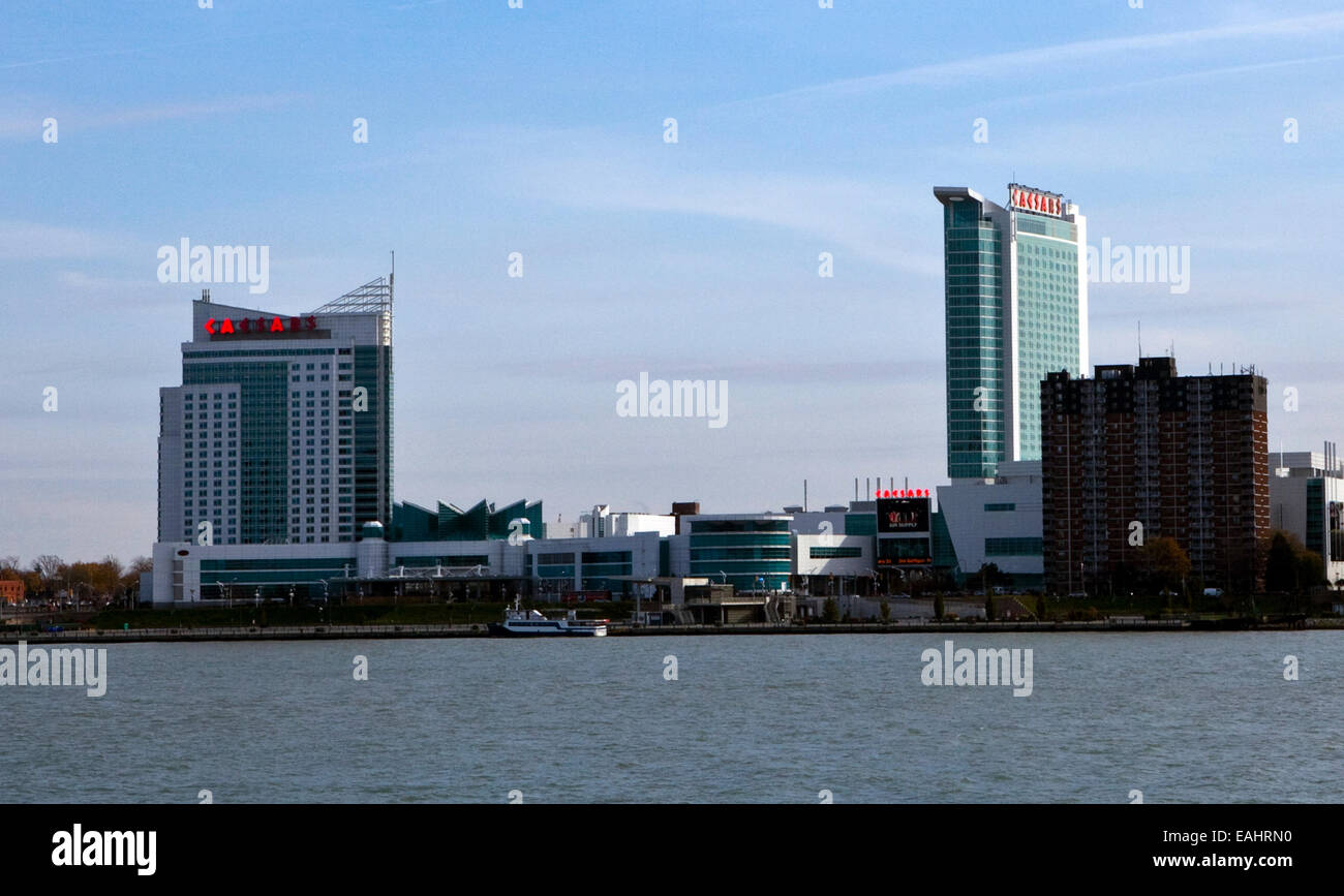 A view of Caesars Casino in Windsor Canada, as seen from Detroit Stock Photo