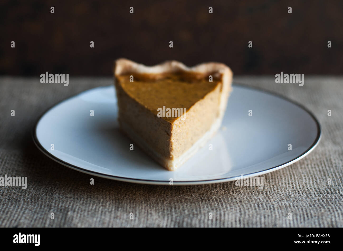 Gorgeous slice of pumpkin pie Stock Photo