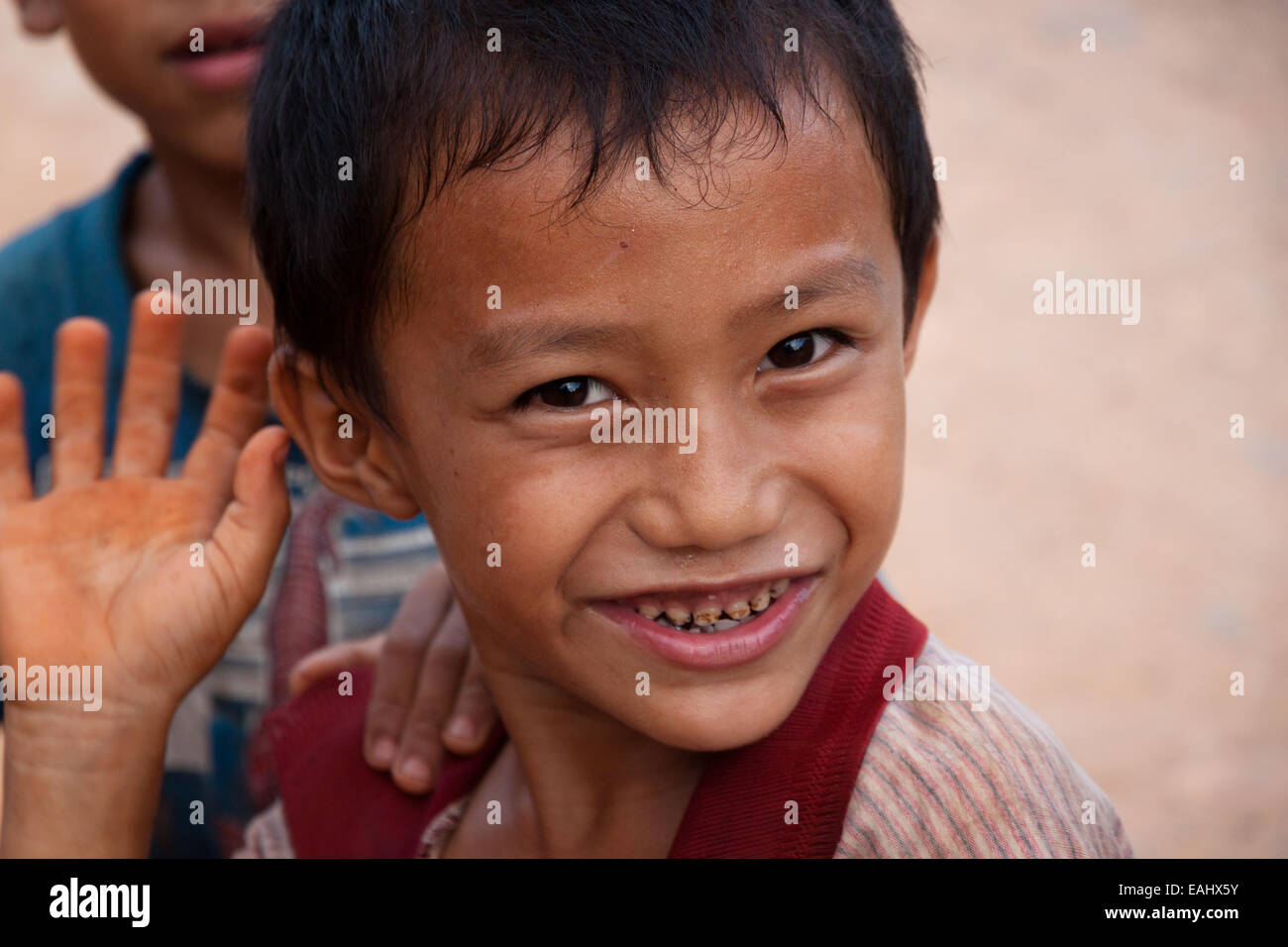 Waving Lao Child Stock Photo