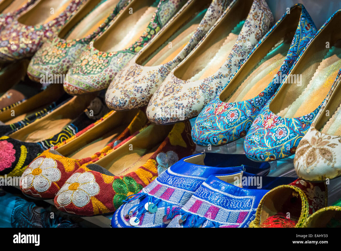 Shoes for sale at the Grand Bazaar in Istanbul Turkey Stock Photo Alamy