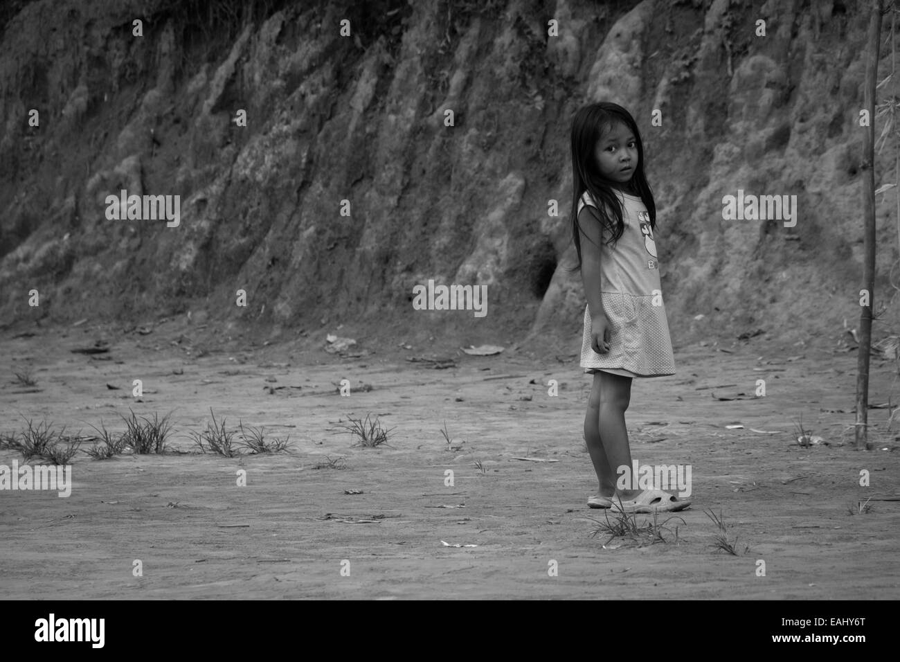 Lonely Lao girl Stock Photo
