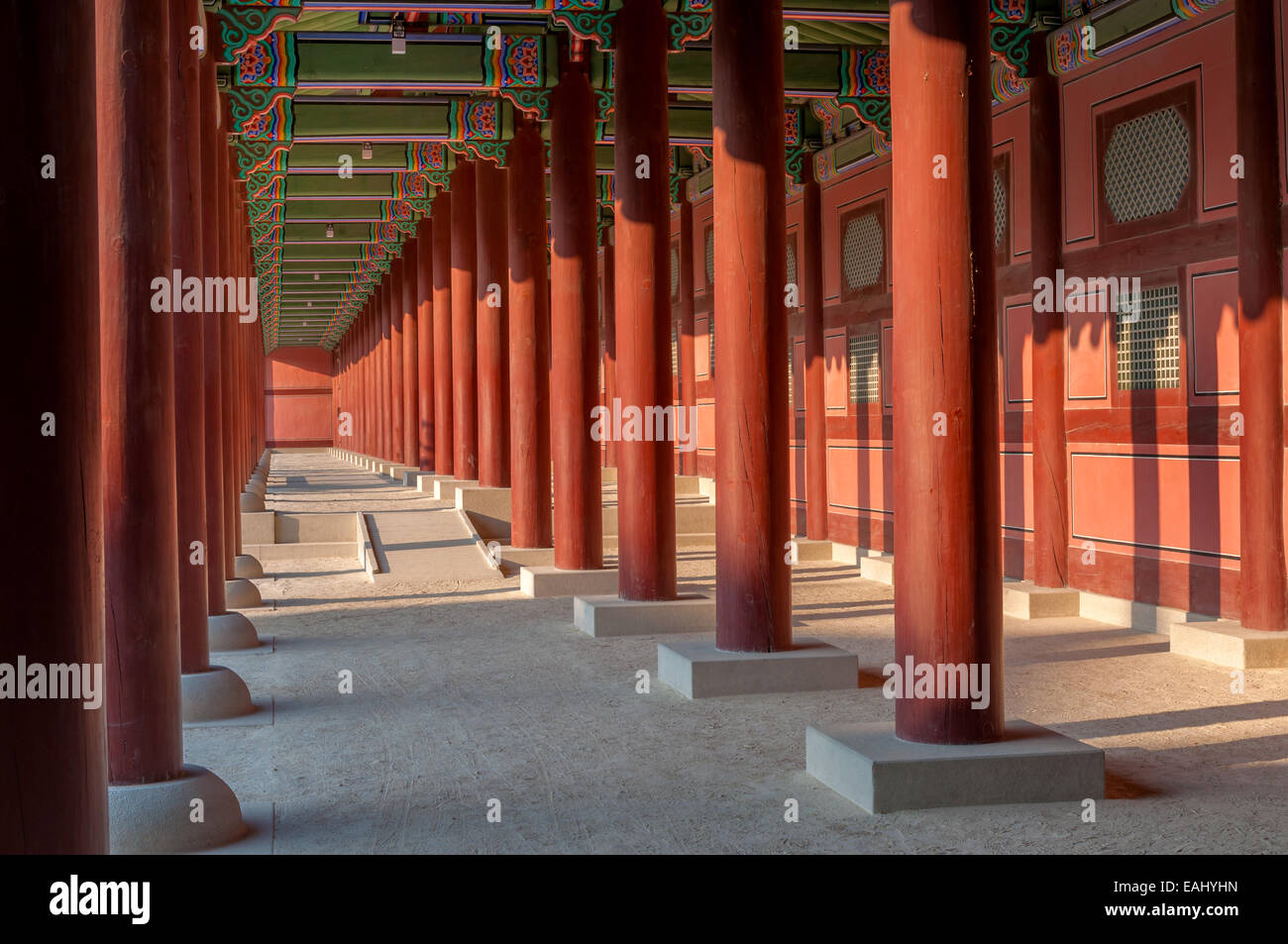 Traditional Korean architecture at Gyeongbokgung Palace in Seoul, South Korea. Stock Photo