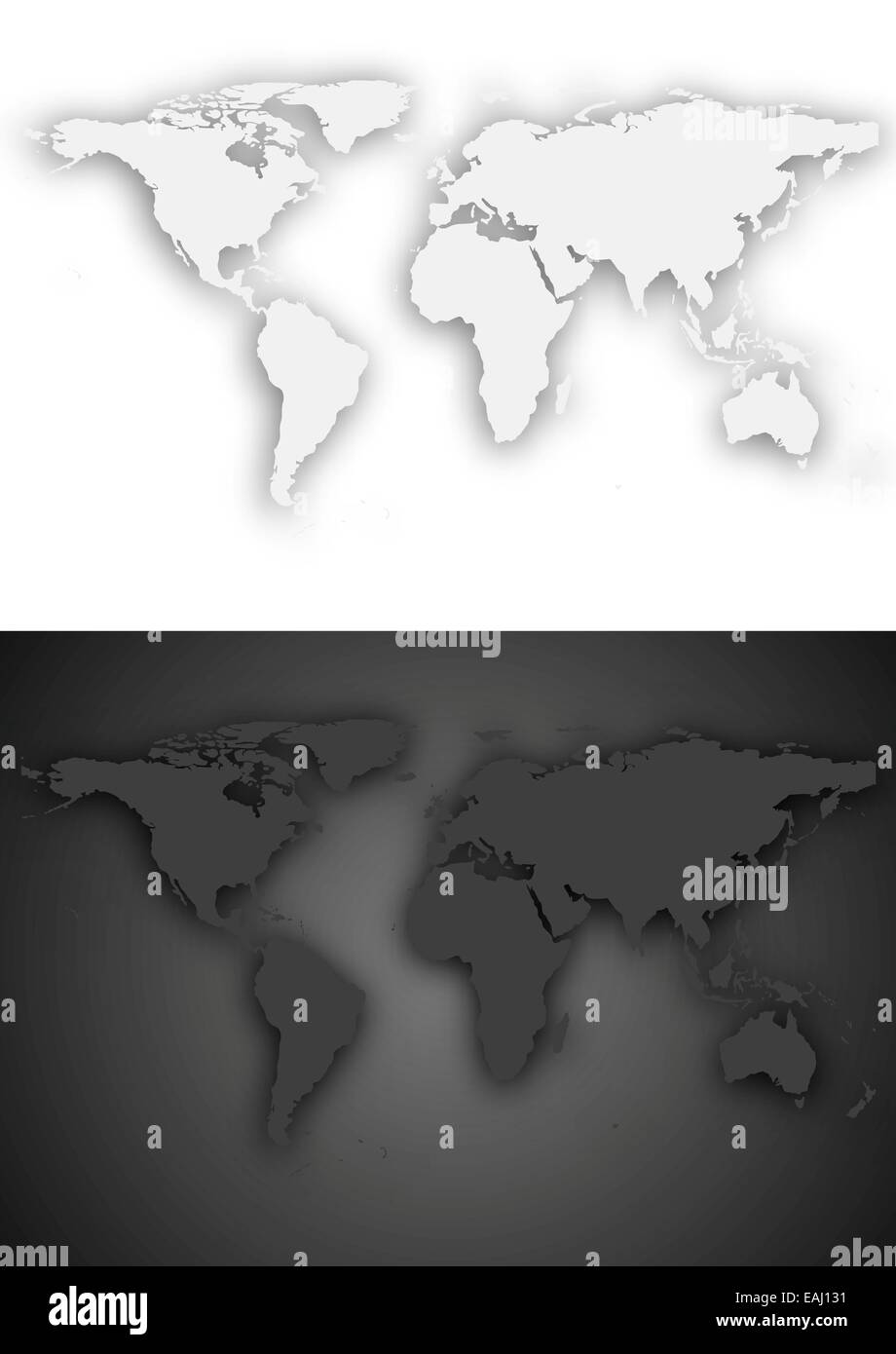 Dark and light grey blurred world map design. Vector background Stock