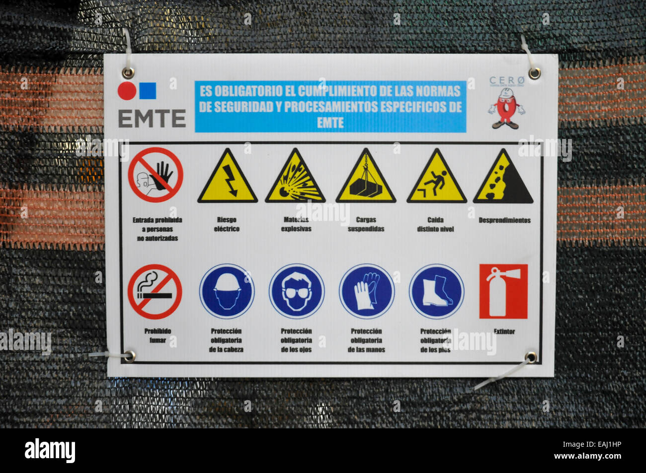 Hazardous Material warning sign. Photographed in Barcelona, Spain Stock