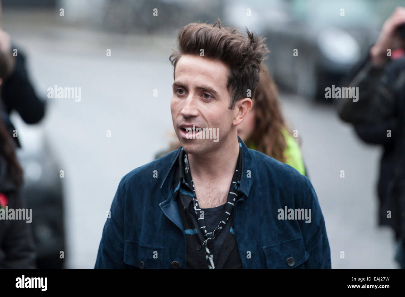 Basing Street, London, UK. 15th November 2014. Artists arrive at Sarm Studios in Notting Hill, west London, to record Band Aid. Pictured: Nick Grimshaw. Credit:  Lee Thomas/Alamy Live News Stock Photo