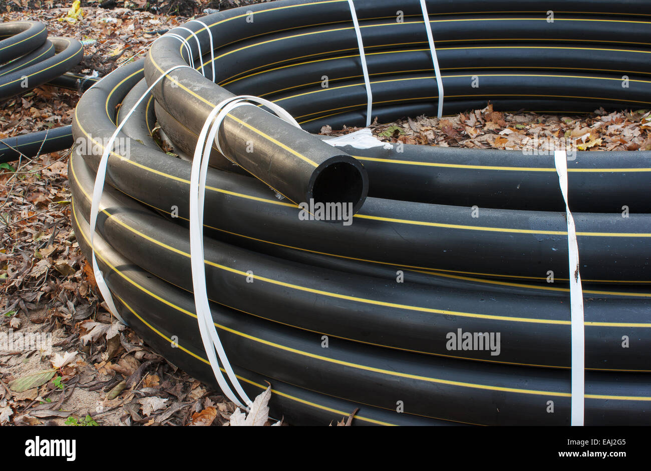 black plastic sewer pipe outside closeup Stock Photo Alamy