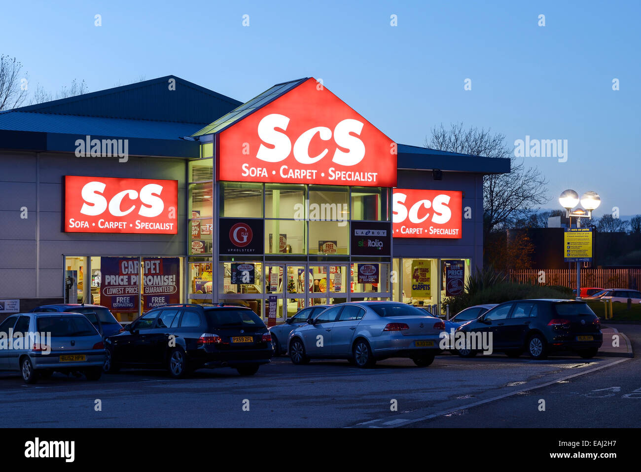 SCS home furnishings store at night Stock Photo