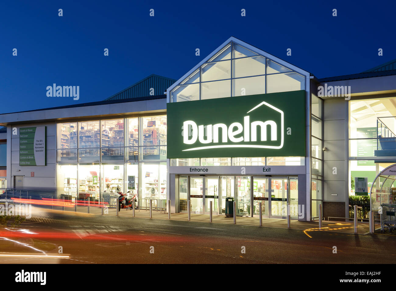 Dunelm store entrance at night Stock Photo