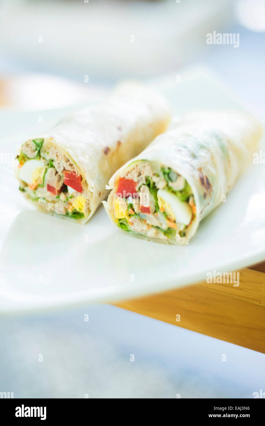 vegetarian tuna salad and egg wrap Stock Photo Alamy
