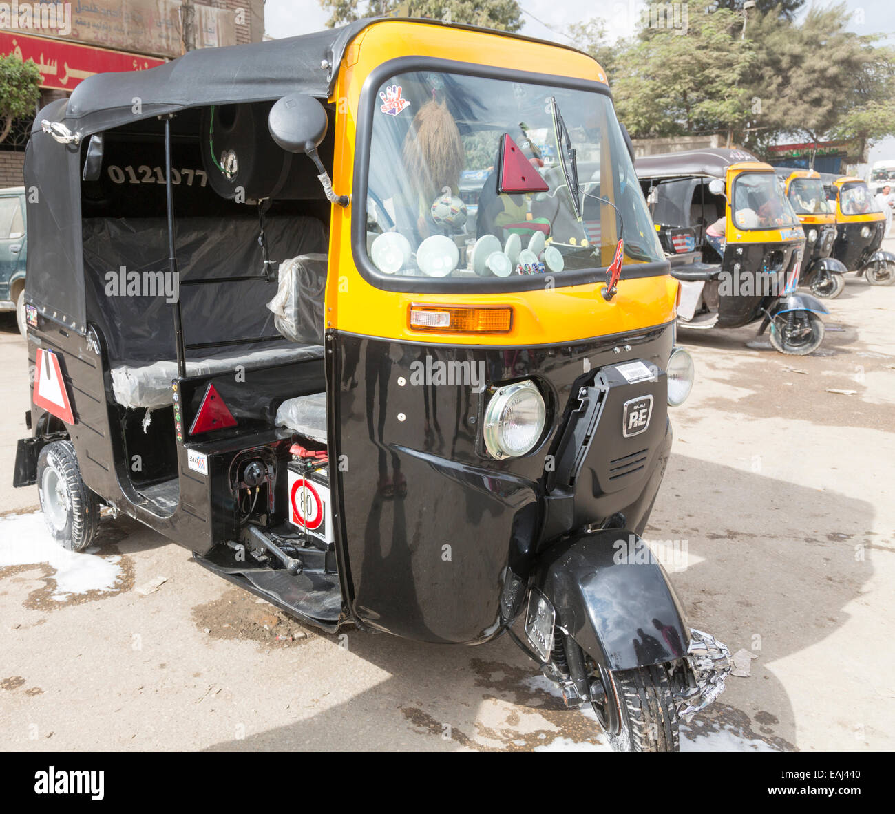 auto rickshaws for hire, Cairo, Egypt Stock Photo