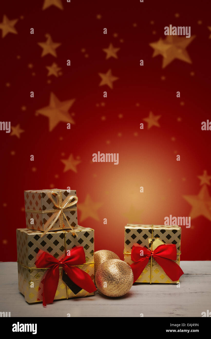 advent time or Christmas card with festive background and copyspace Stock Photo