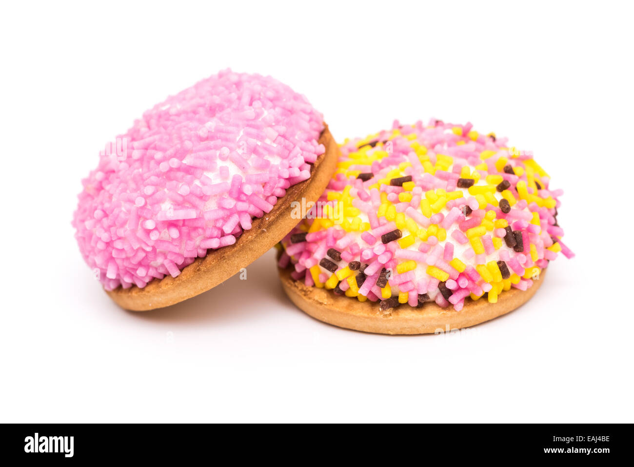 Marshmallow Cookies With Sprinkles Isolated Stock Photo Alamy