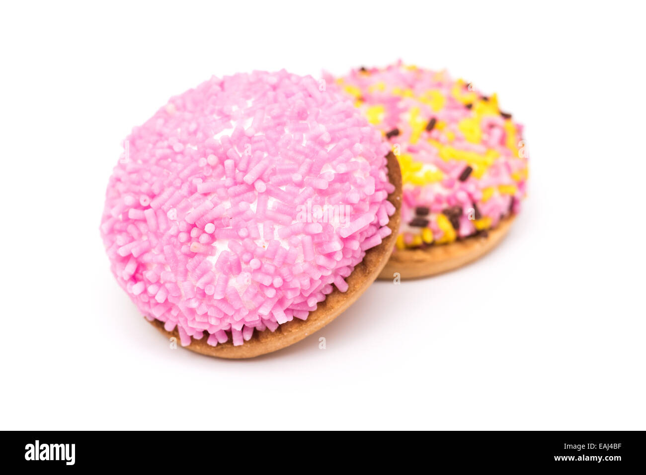 Marshmallow Cookies With Sprinkles Isolated Stock Photo Alamy