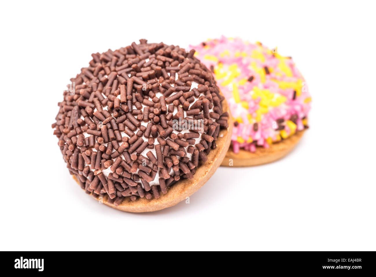 Marshmallow Cookies With Sprinkles Isolated Stock Photo Alamy