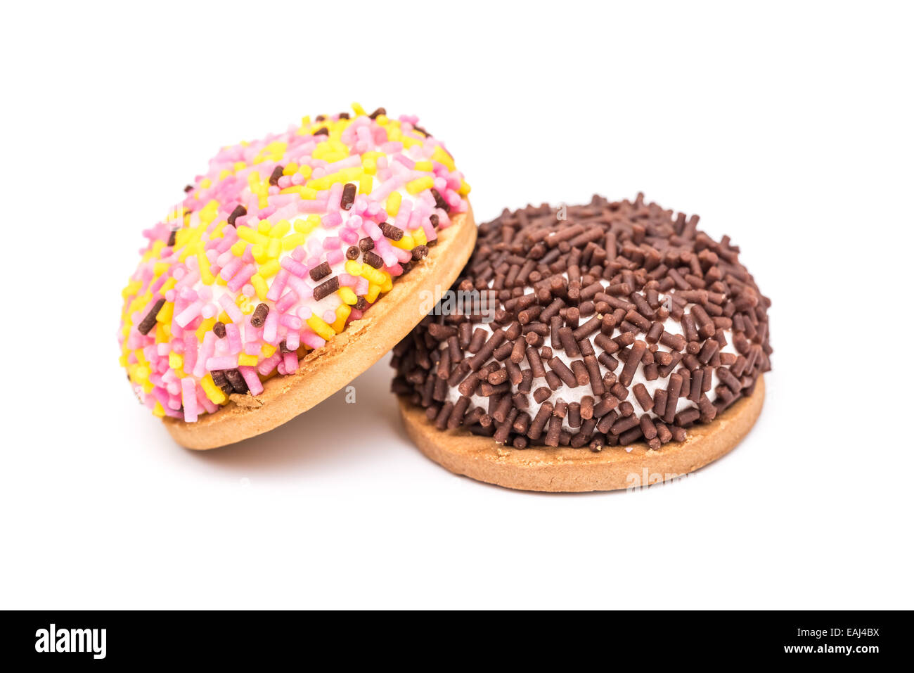 Marshmallow Cookies With Sprinkles Isolated Stock Photo Alamy