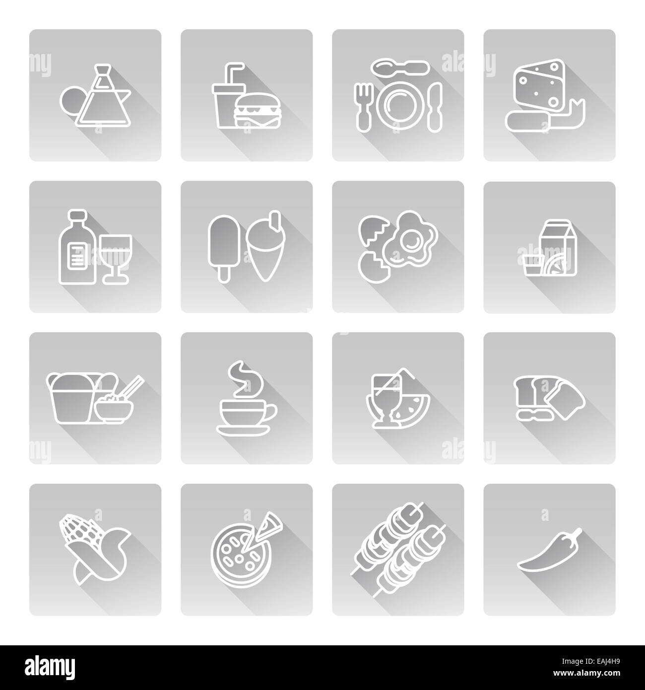 Food icon including icons for burger, Chinese food, pizza, coffee and ...