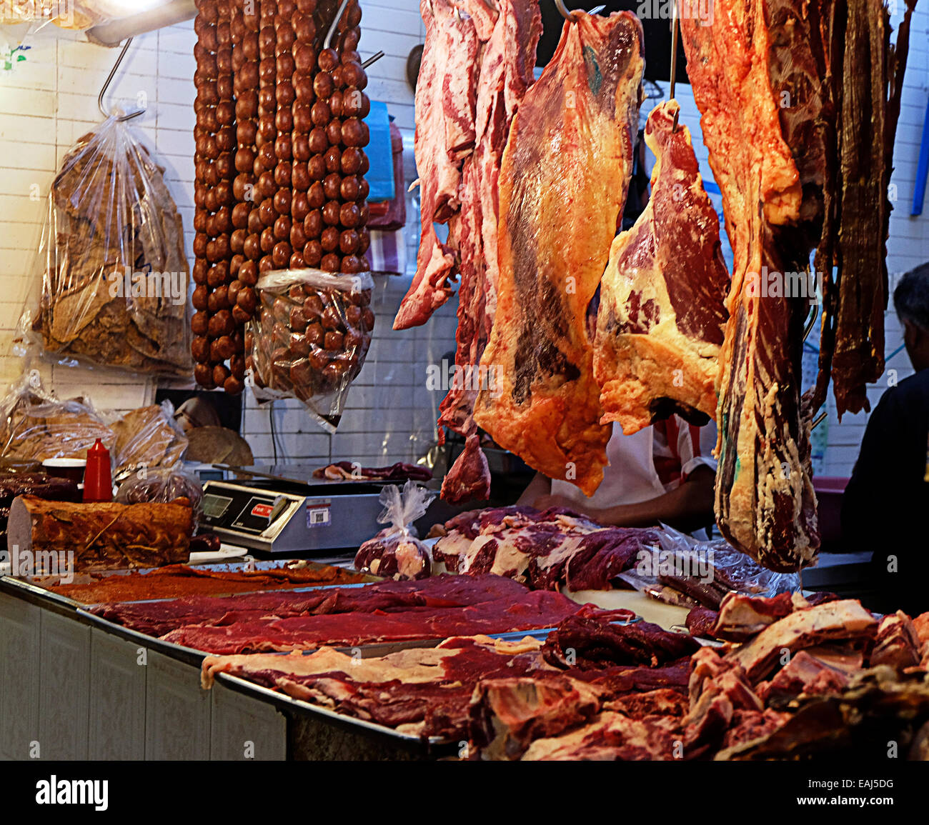 Meat Market in Oaxaca City Mexico Stock Photo