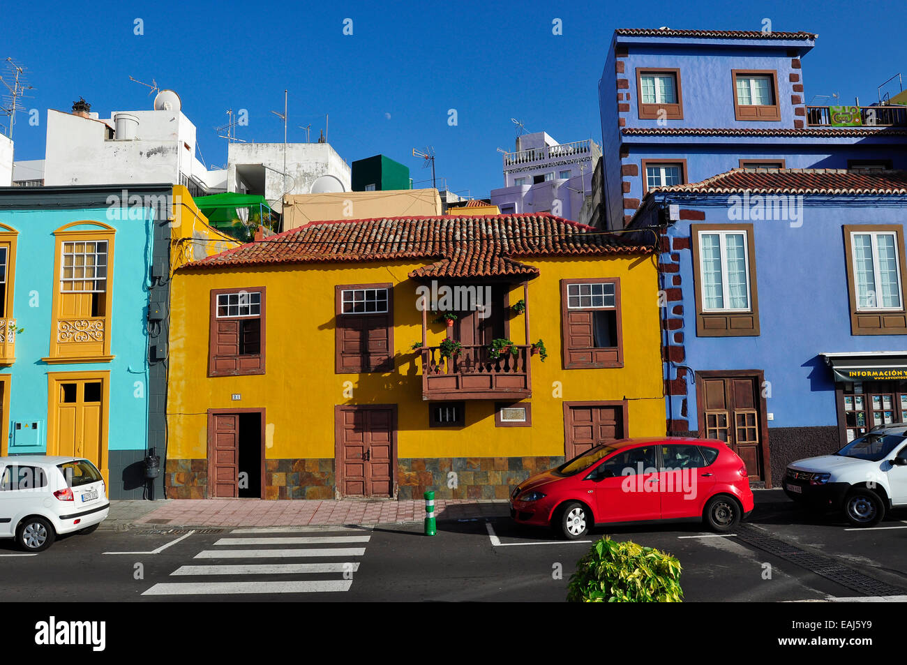 Colorfull houses in the town of Tazacorte, west coast of La Palma