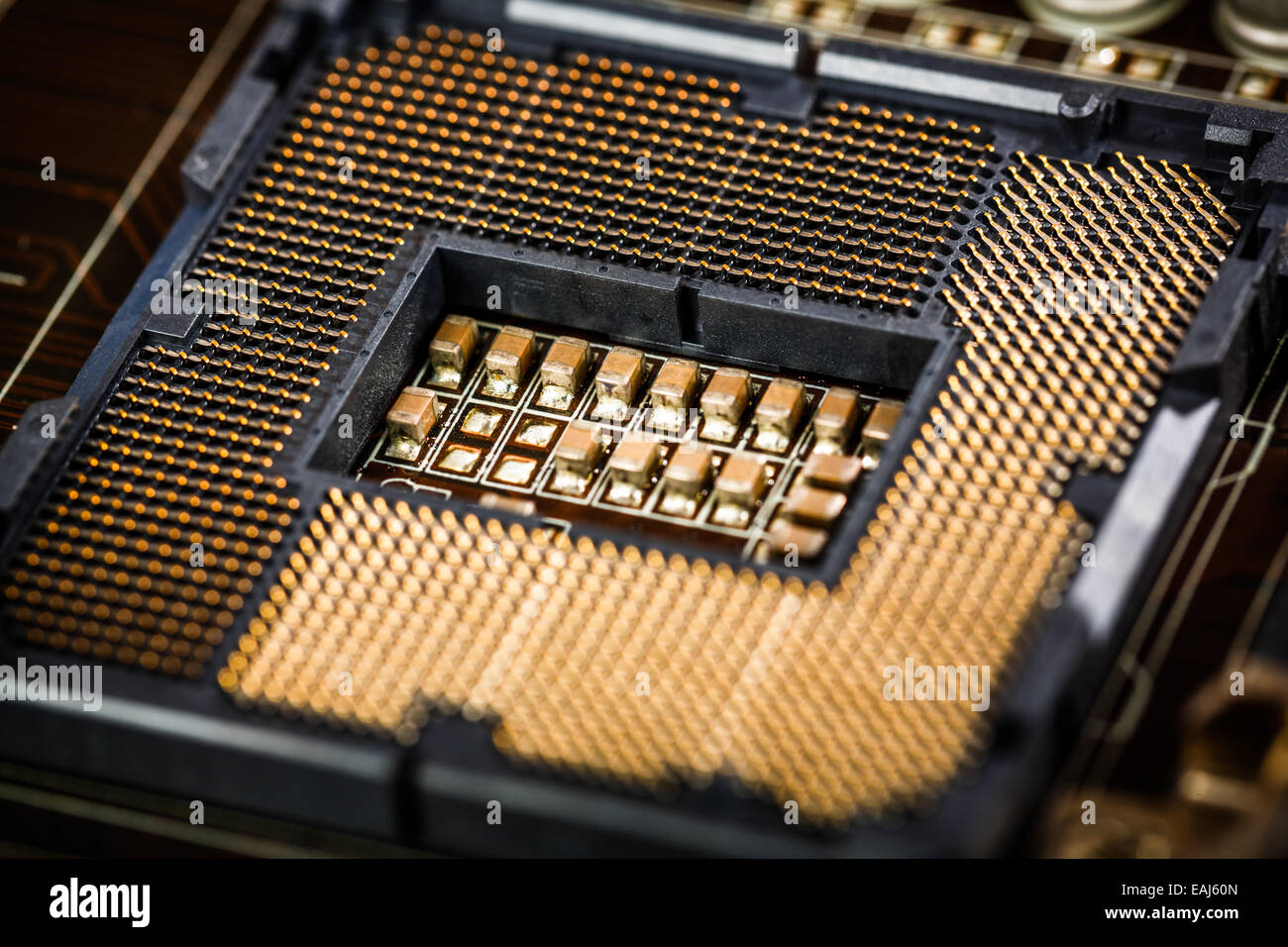 Modern socket motherboard for a home computer Stock Photo