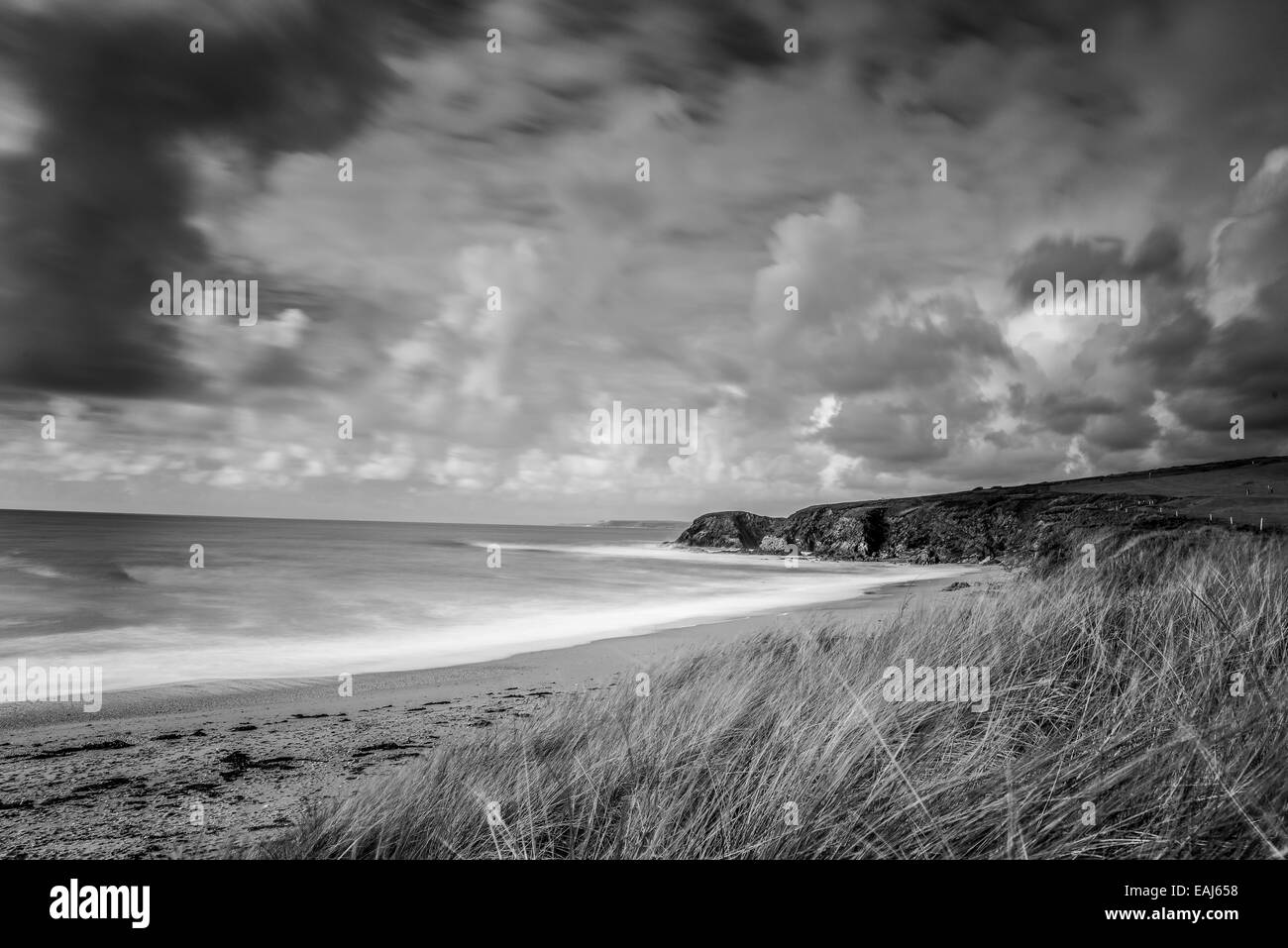 Yarmouth Beach between Bantham and Thurlestone, taken with 10stop Lee filter Stock Photo