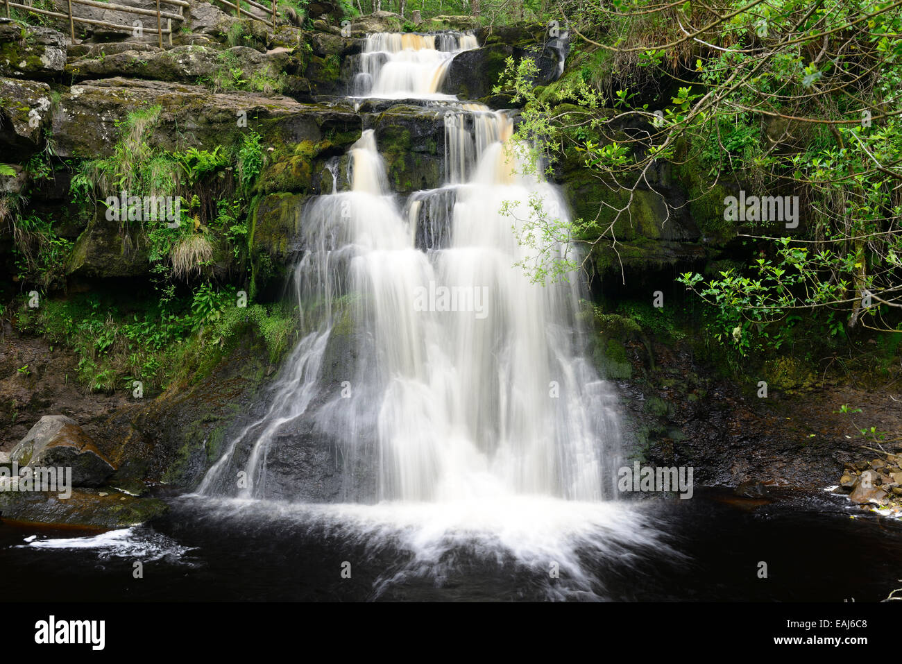 Glenbarrow Waterfall Slieve Bloom Mountains Clonaslee Laois Ireland river barrow flow flowing falls waterfalls RM Ireland Stock Photo