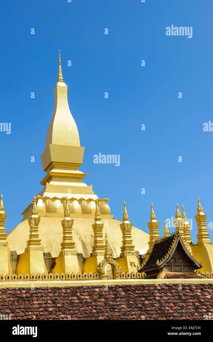 The golden pagoda Pha That Luang Stock Photo