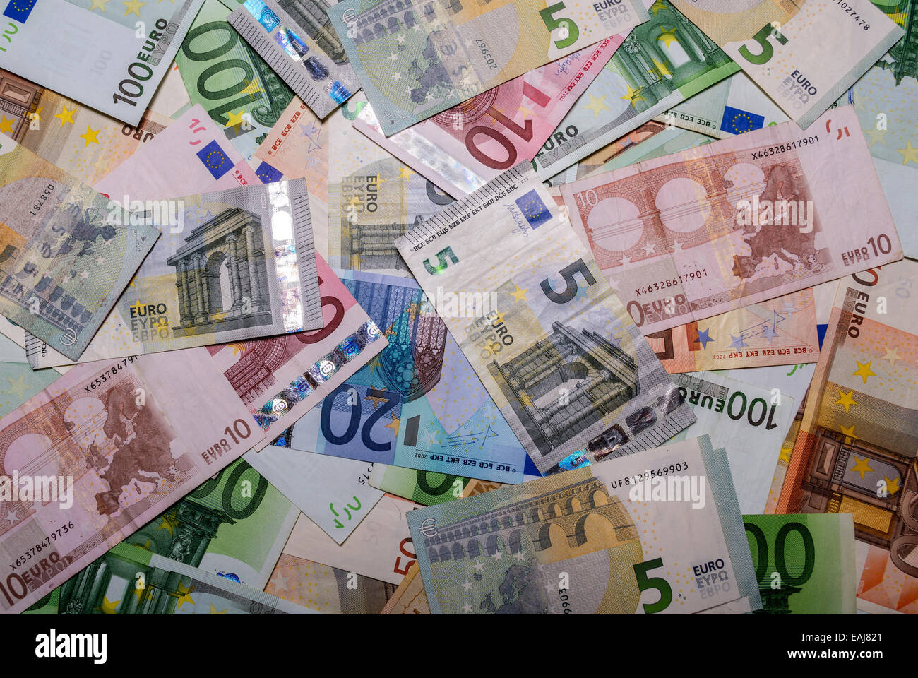 Set of Euro banknotes. European money background Stock Photo