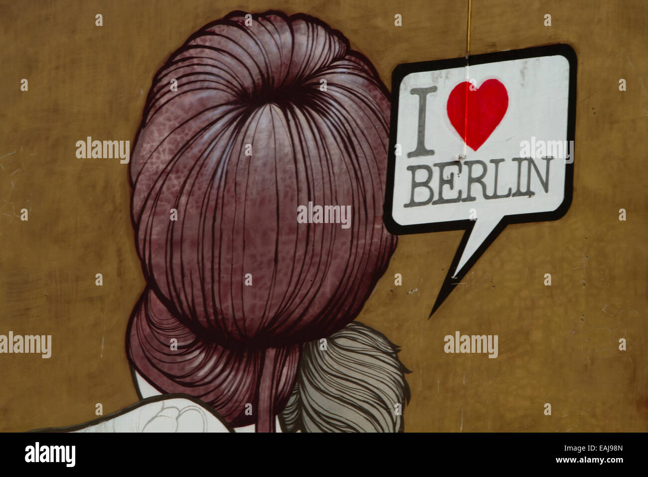 Graffiti street art Berlin wall I love Berlin mural Stock Photo