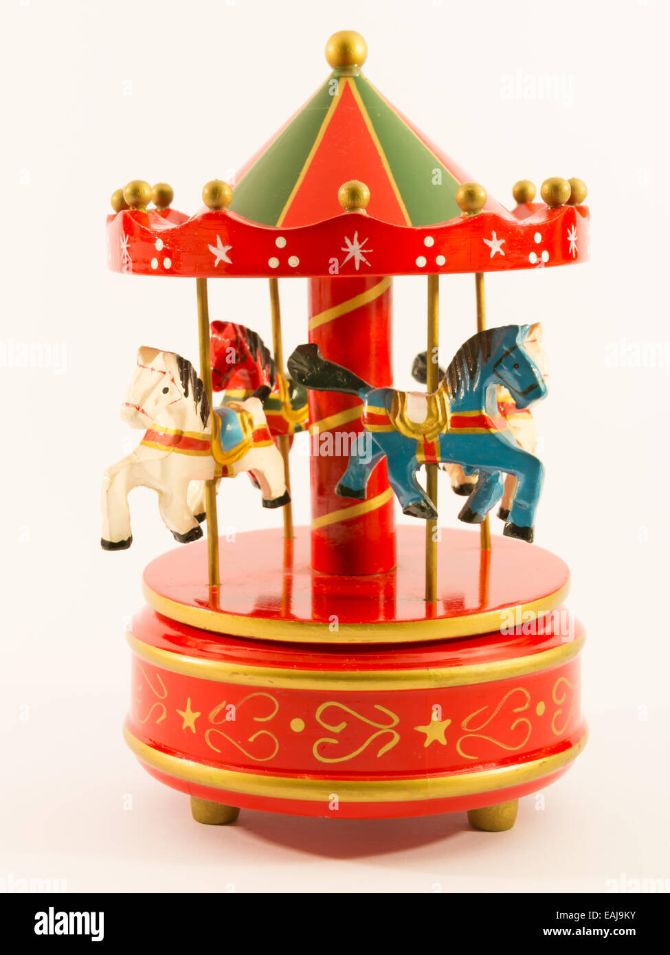 red merry-go-round horse carillon, wooden carouse Stock Photo