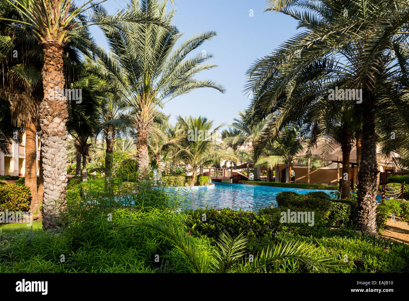 Water park and swimming pools at a luxury resort. Muscat, Oman. Stock Photo