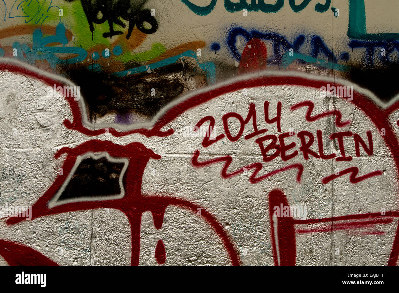 Graffiti 2014 colour Berlin wall art tag Stock Photo