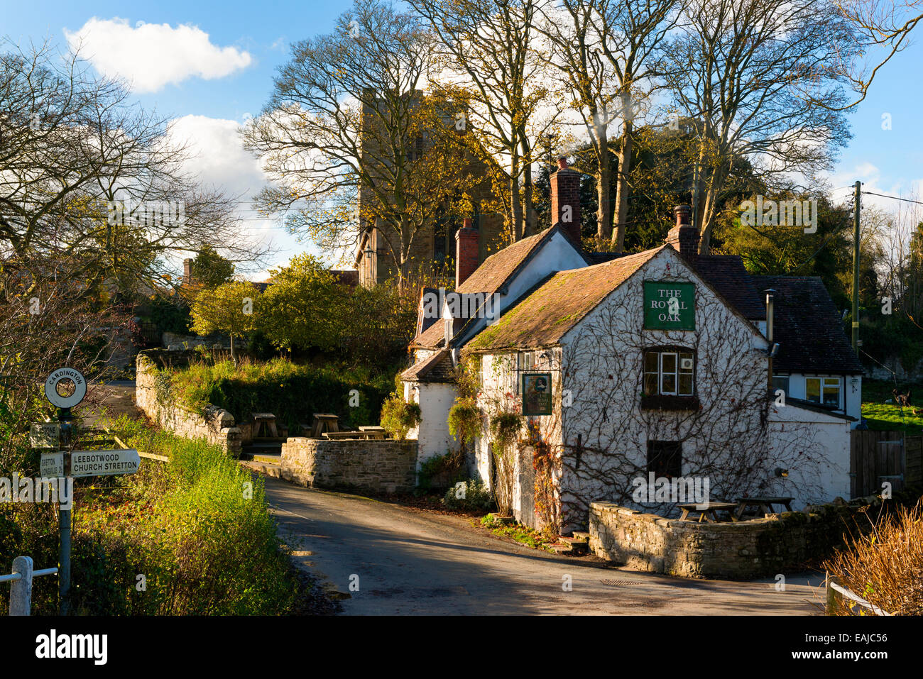 The Royal Oak pub at Cardington, Shropshire, England. Stock Photo