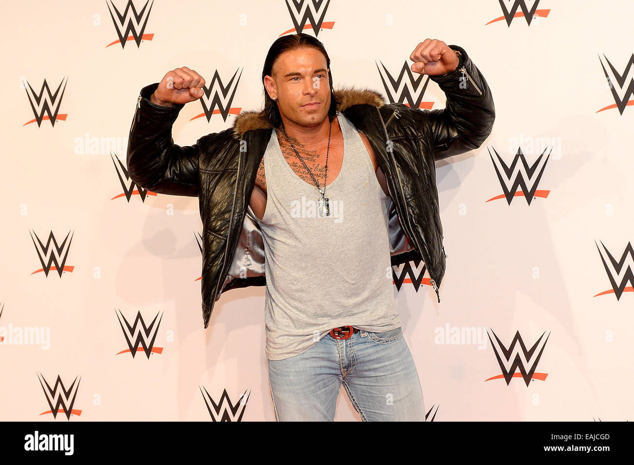 German Tim Wiese poses prior to the WWE event in Frankfurt on 15 November 2014. Photo: Huebner Stock Photo